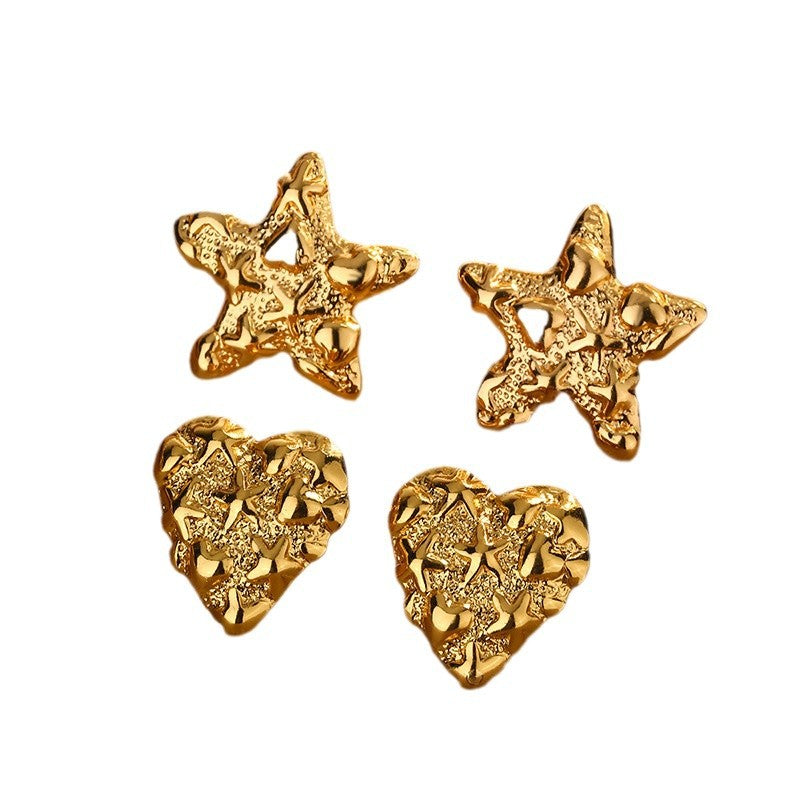 Wholesale Retro All-match Style Starfish Love Earrings Titanium Steel Fadeless Valentine's Day Earrings